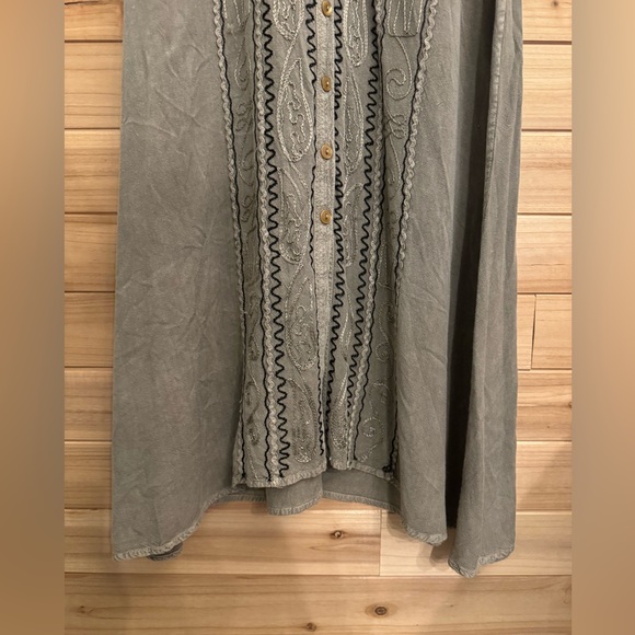 MPH Medium Rayon Lightweight Embroidered Button Front Bohemian Tank Maxi Dress - Picture 3 of 11